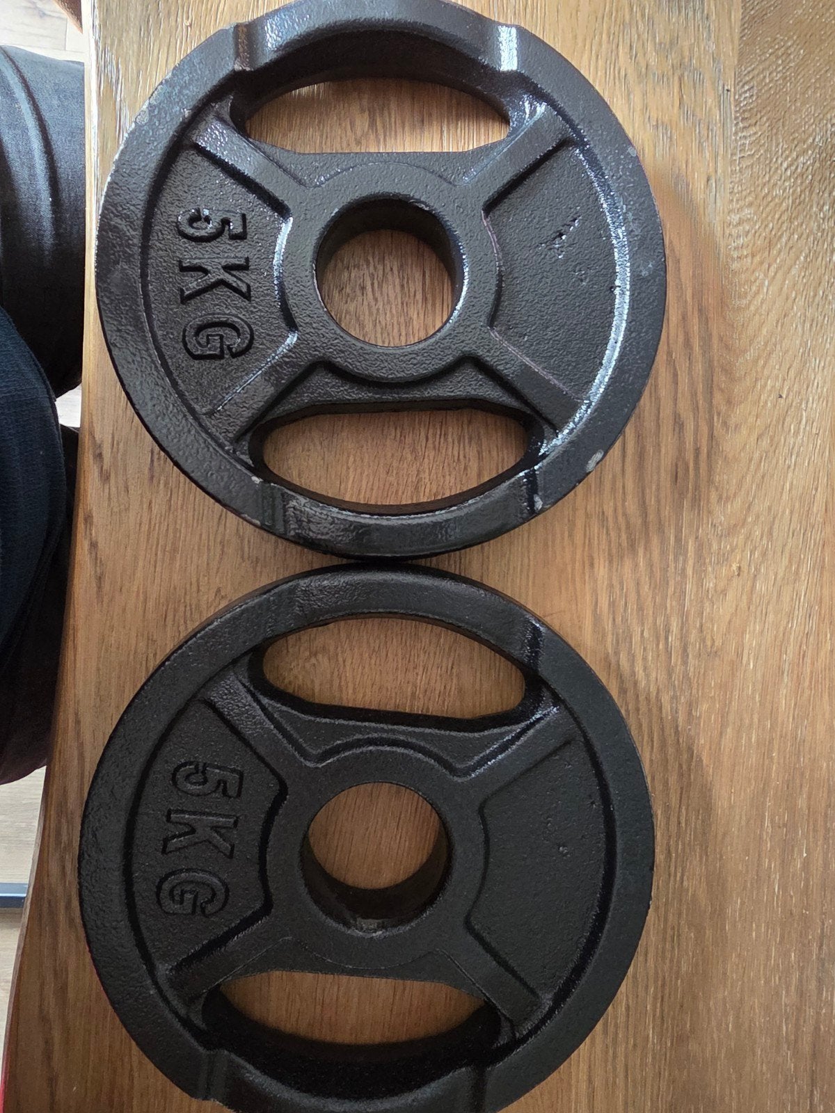 2x 5 kg Halterschijven - Gewichtschijven, Sport en Fitness, Fitnessmaterialen, Ophalen, Zo goed als nieuw, Halterschijven