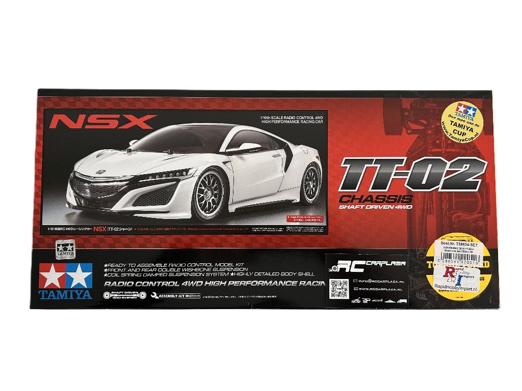 Tamiya 58634 1/10 RC HONDA NSX 2016 TT-02 Brushless set, Elektro, Nieuw, Ophalen of Verzenden, Schaal 1:10