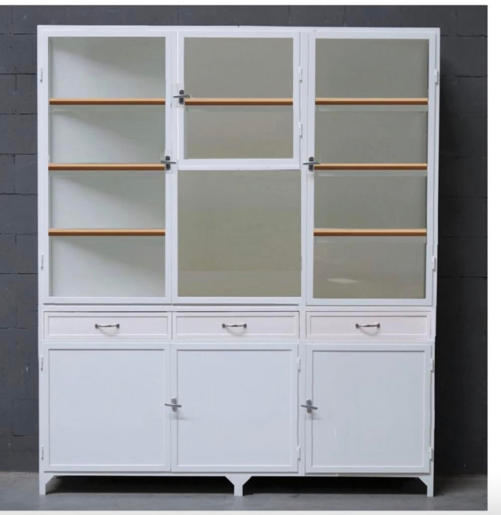 Apothekerskast Old BASICS wit staal, 200 cm of meer, Ophalen of Verzenden, Zo goed als nieuw, 200 cm of meer
