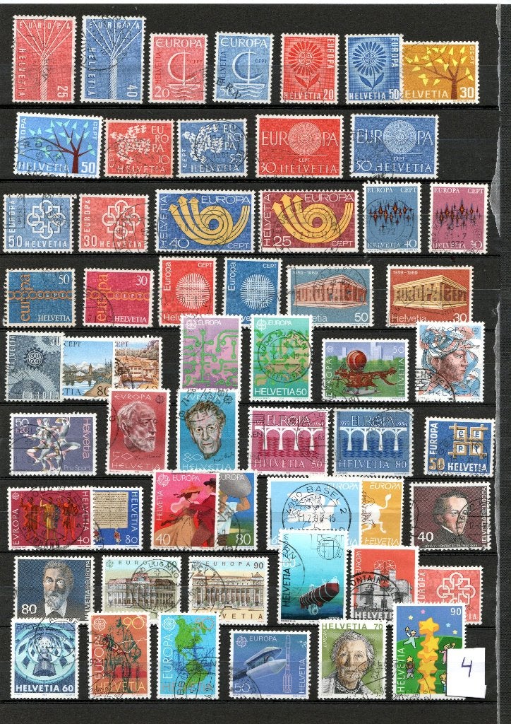 Blad europazegels Zwitserland, Ophalen of Verzenden, Gestempeld