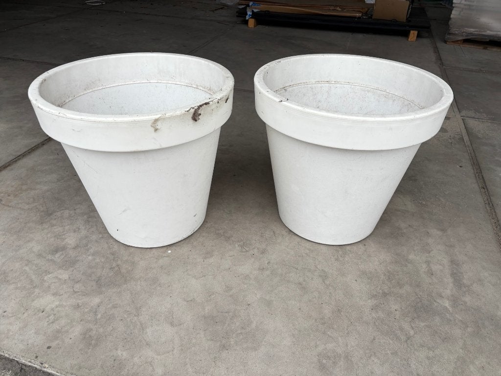 2x Bloembak wit 58x52cm, Tuin en Terras, Bloembakken en Plantenbakken, Ophalen, Kunststof, Gebruikt, Minder dan 60 cm