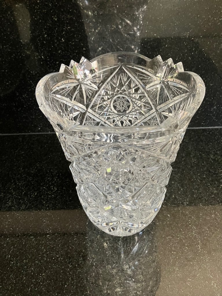 Kristallen vaas, Ophalen, Met patroon/structuur, 25 cm, Glas