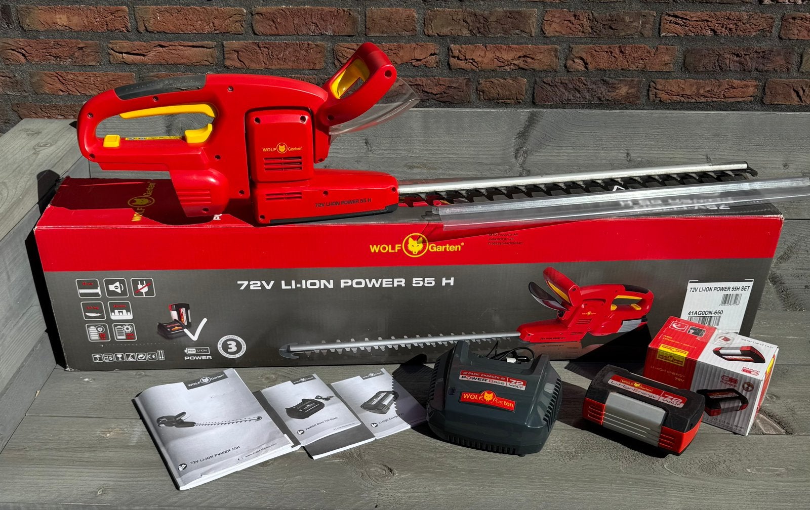 WOLF GARTEN 72V LI-ION POWER 55cm, HEGGENSCHAAR., Tuin en Terras, Heggenscharen, Ophalen, Gebruikt, Accu