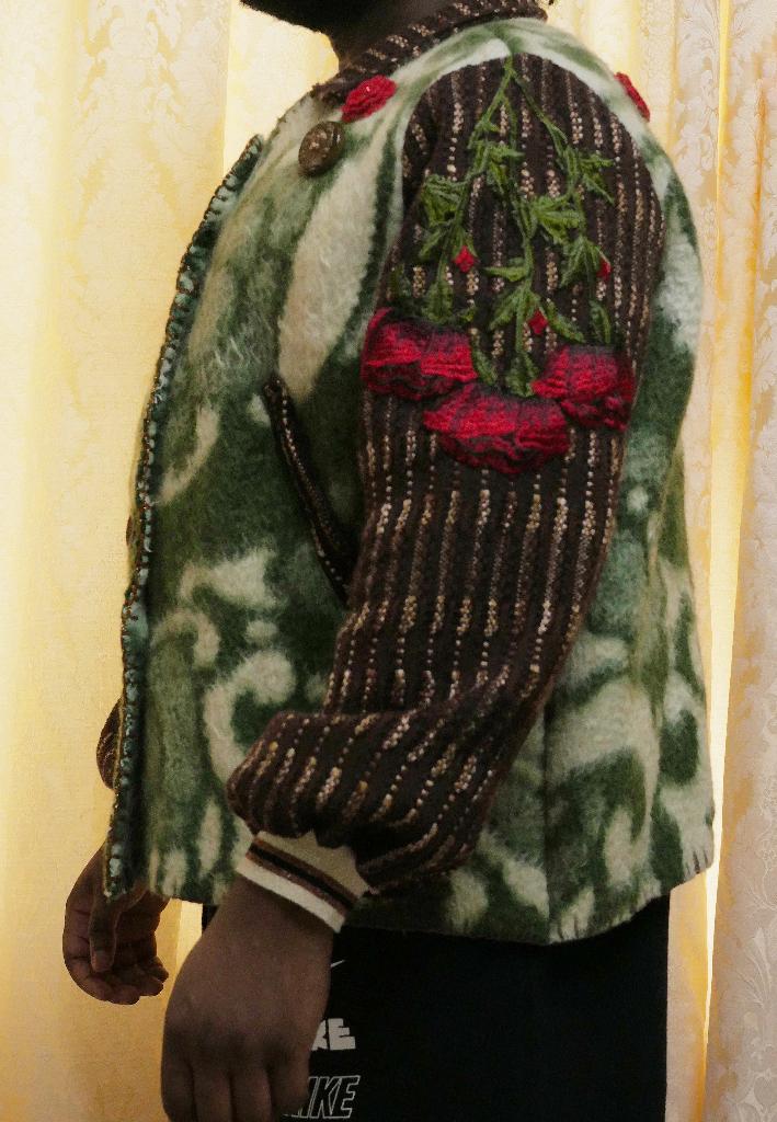 wol upcycled jas, Ophalen of Verzenden, Gedragen, Maat 56/58 (XL), Groen
