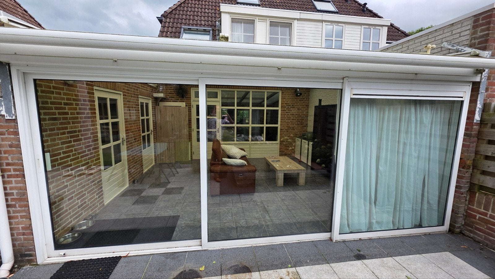 Schuifpui met elektonisch bedienbaar dak en zonneschermen, Tuin en Terras, Ophalen, Gebruikt, Uitvalscherm, Elektrisch