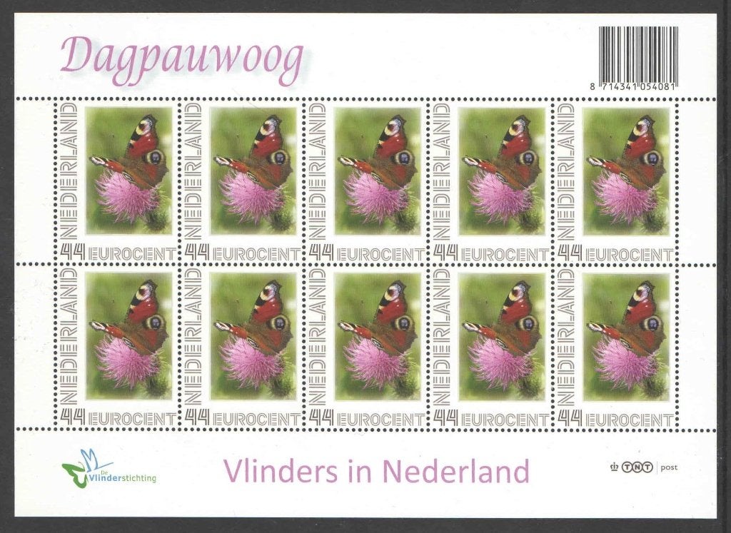 Postzegels Vlinders in Nederland: Dagpauwoog, Postzegels en Munten, Ophalen of Verzenden, Na 1940, Postfris