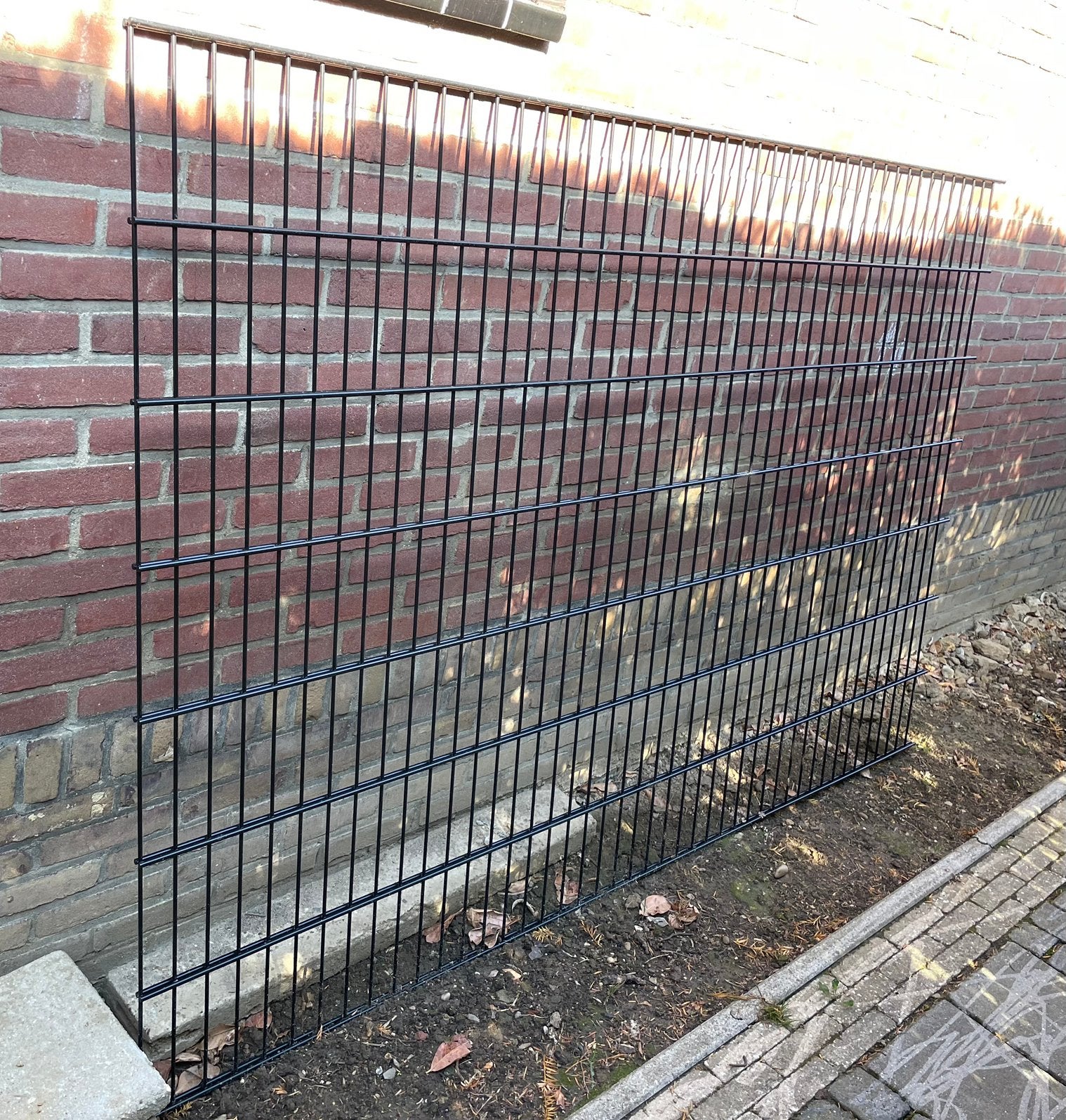 Hekwerk met paal (zwart ral 9005), Ophalen, Nieuw, IJzer, Dubbelstaafmat hekwerk