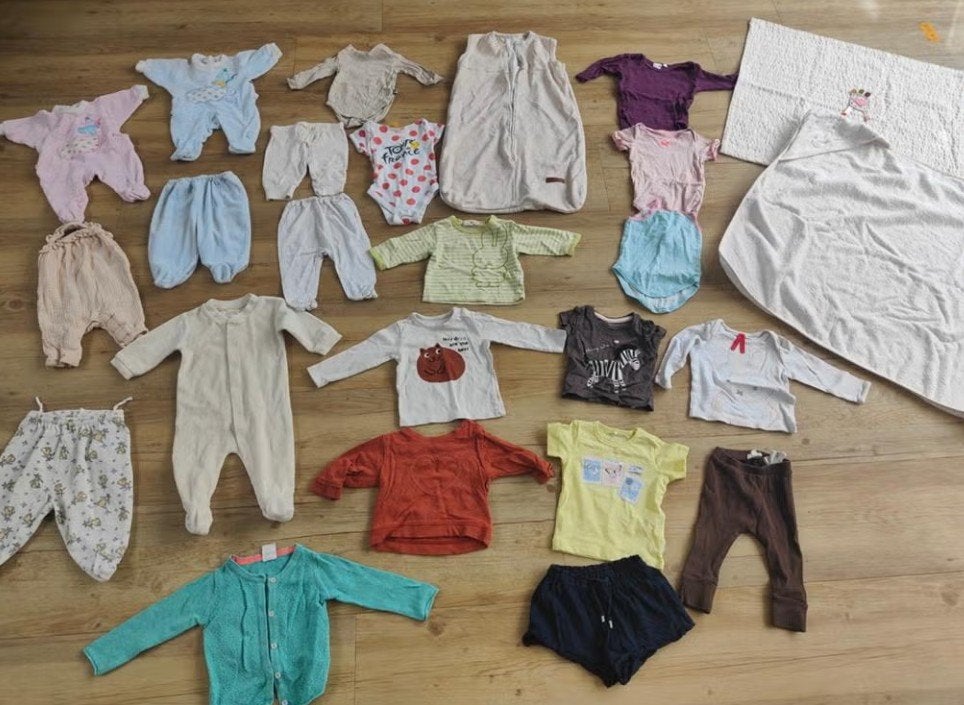 25 delig kledingpakket meisje maat 56 62 + slaapzak, Ophalen of Verzenden, Zo goed als nieuw, Meisje