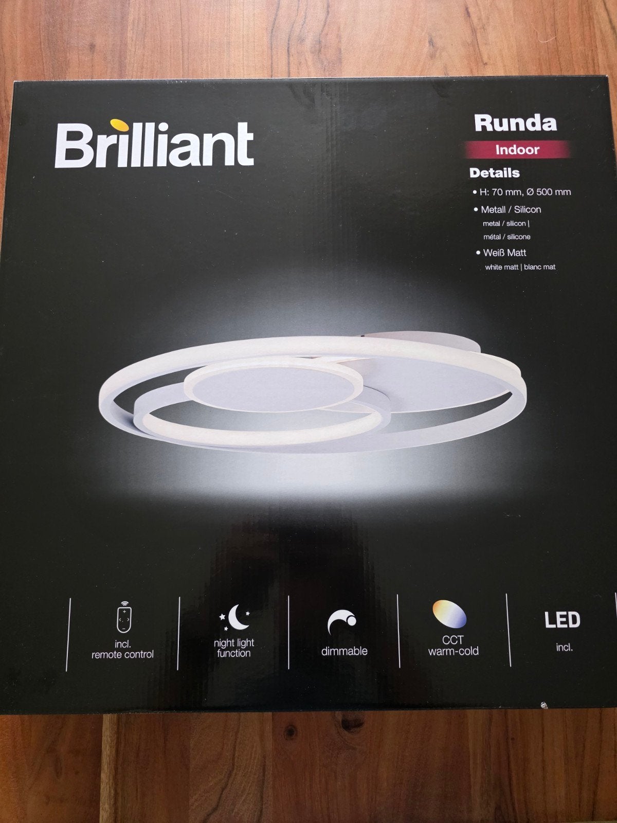 Brilliant Runda LED Plafondlamp met Afstandsbediening, Ophalen, Zo goed als nieuw