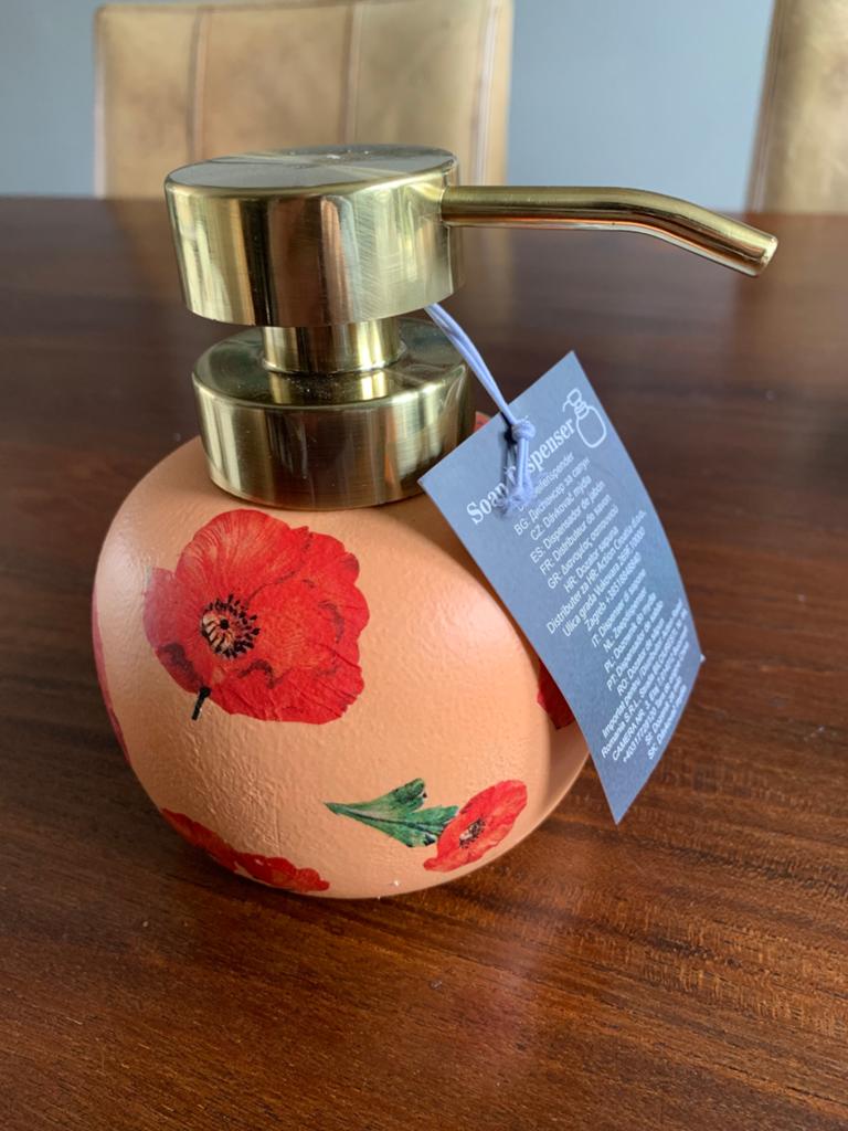 Zeepdispenser met klaprozen - Nieuw, Meerkleurig, Overige materialen, Nieuw, Ophalen of Verzenden