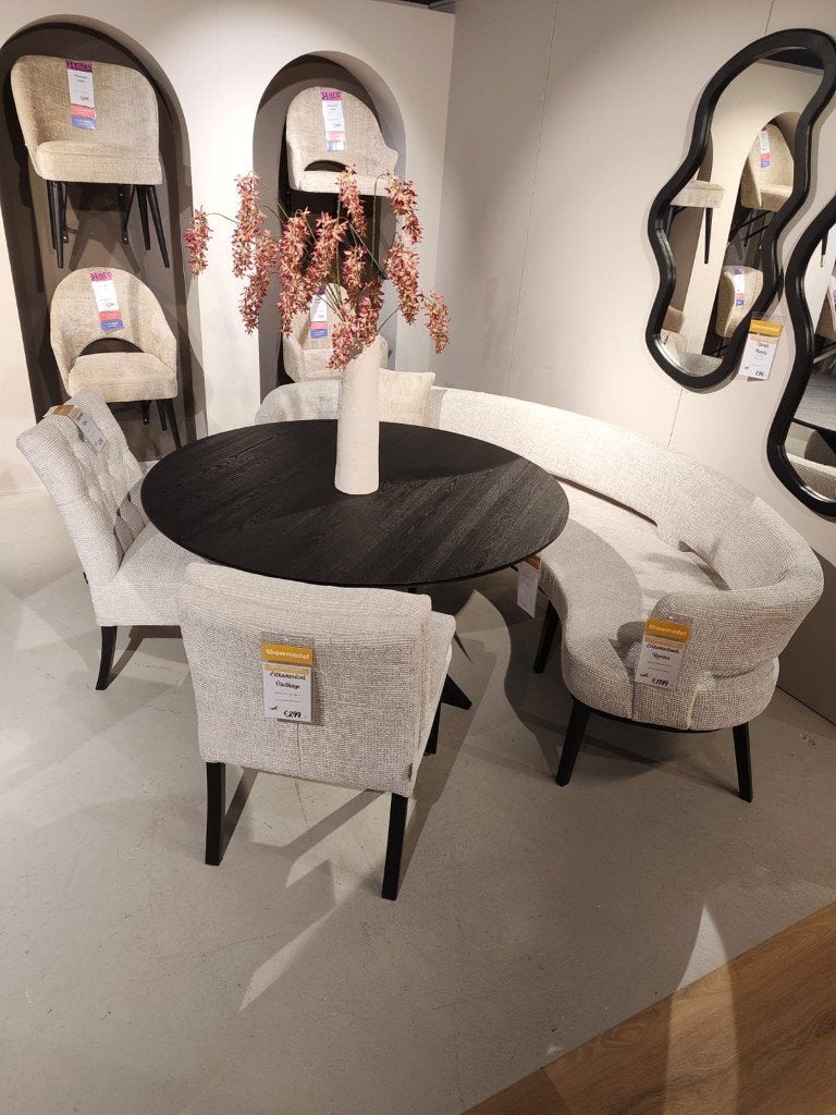 Prachtige eethoek, 2 stoelen, eettafel en eetkamerbank!, Ophalen, Nieuw, 4 tot 6 stoelen
