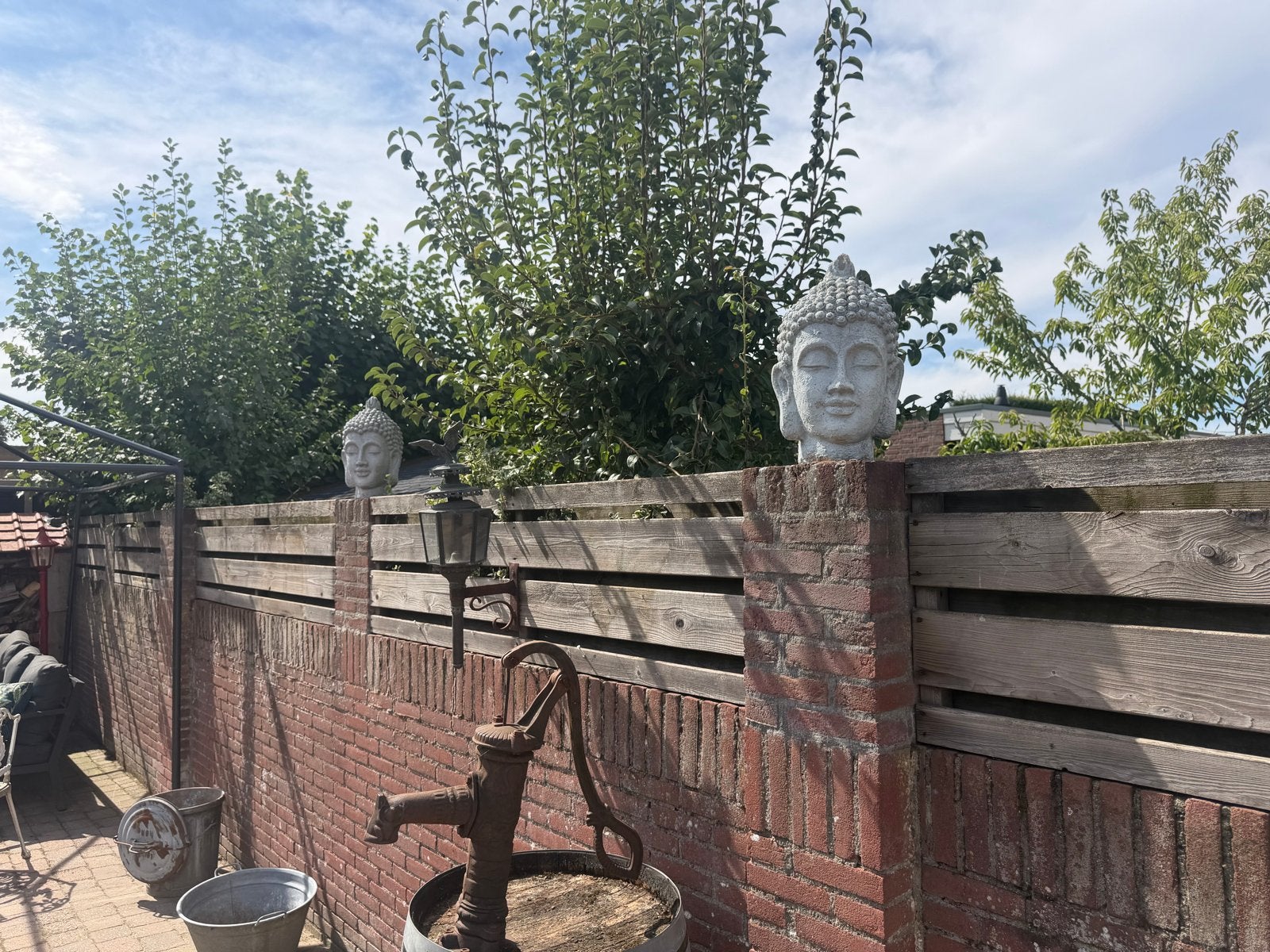 Boeddha hoofden voor tuin of decoratie - Steen/keramiek, Huis en Inrichting, Ophalen, Gebruikt, Steen/keramiek, Grijs