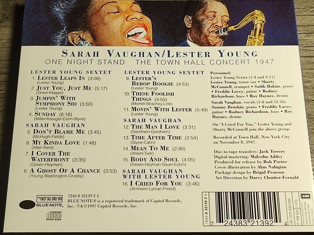 Sarah Vaughan, Lester Young - One Night Stand, Ophalen of Verzenden, Zo goed als nieuw, Jazz