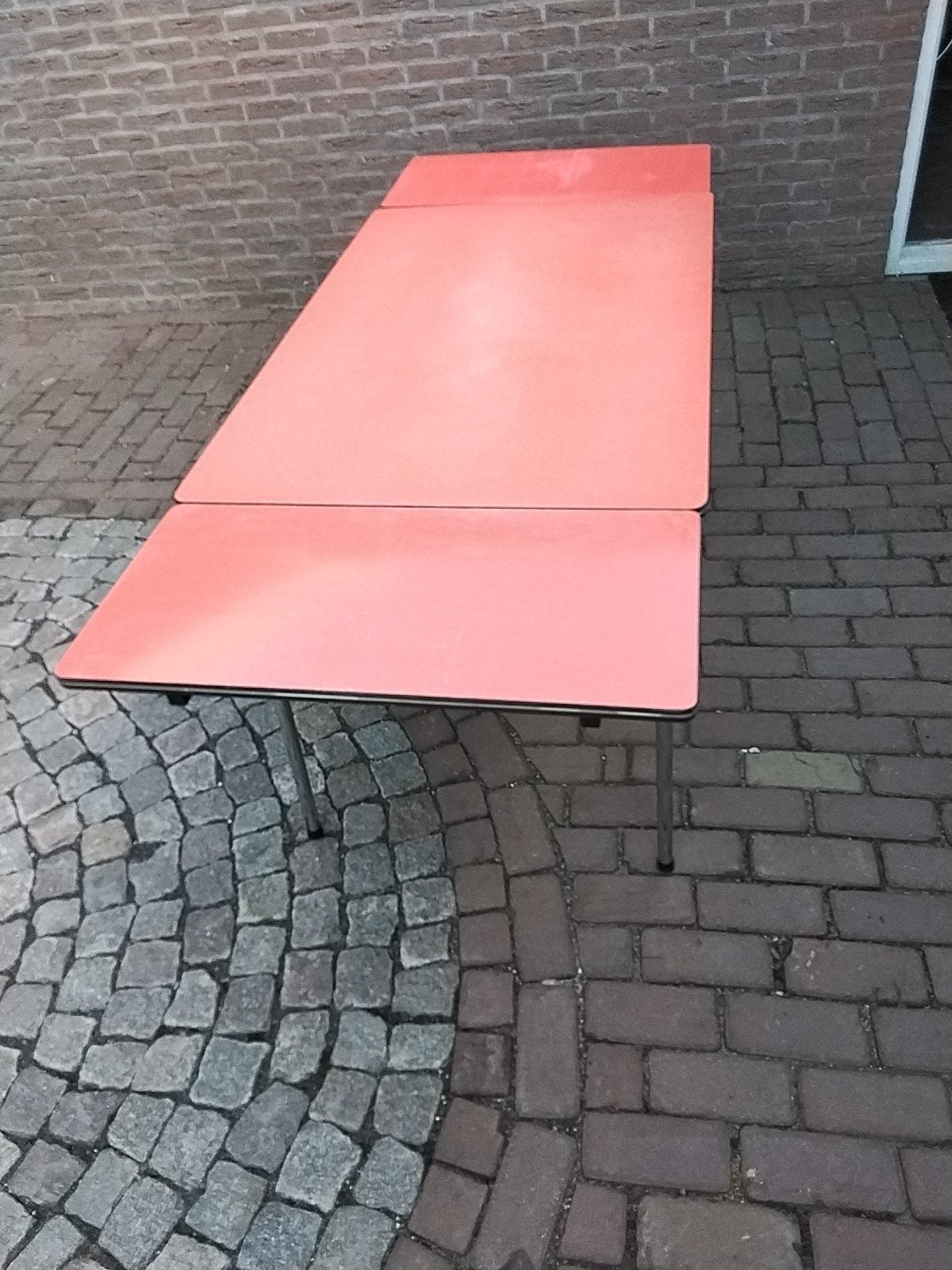 Hetro formica tafel oranje, Antiek en Kunst, Ophalen