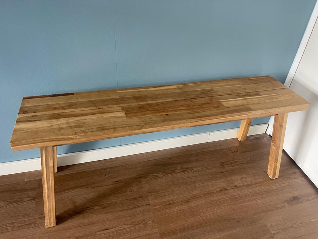 IKEA Skogsta bankje - Massief acaciahout, Huis en Inrichting, Stoelen, Gebruikt, Eén, Hout, Bruin, Ophalen