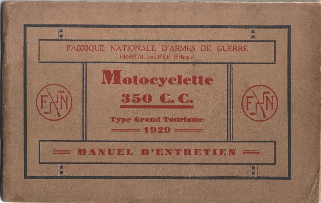 FN 350 cc Grand Tourisme 1929 manuel (8037z), Ophalen of Verzenden, Overige merken