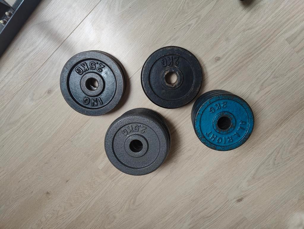 Diverse Halterschijven - 2kg en 2.5kg, Ophalen, Gebruikt, Rug, Halterschijven