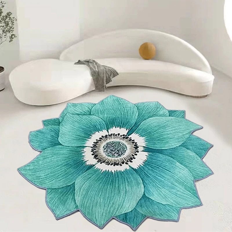Groen Wit Bloem Vloerkleed / Kleed Tapijt Mat Vloermat Rond, Verzenden, Rond, Nieuw, 150 tot 200 cm