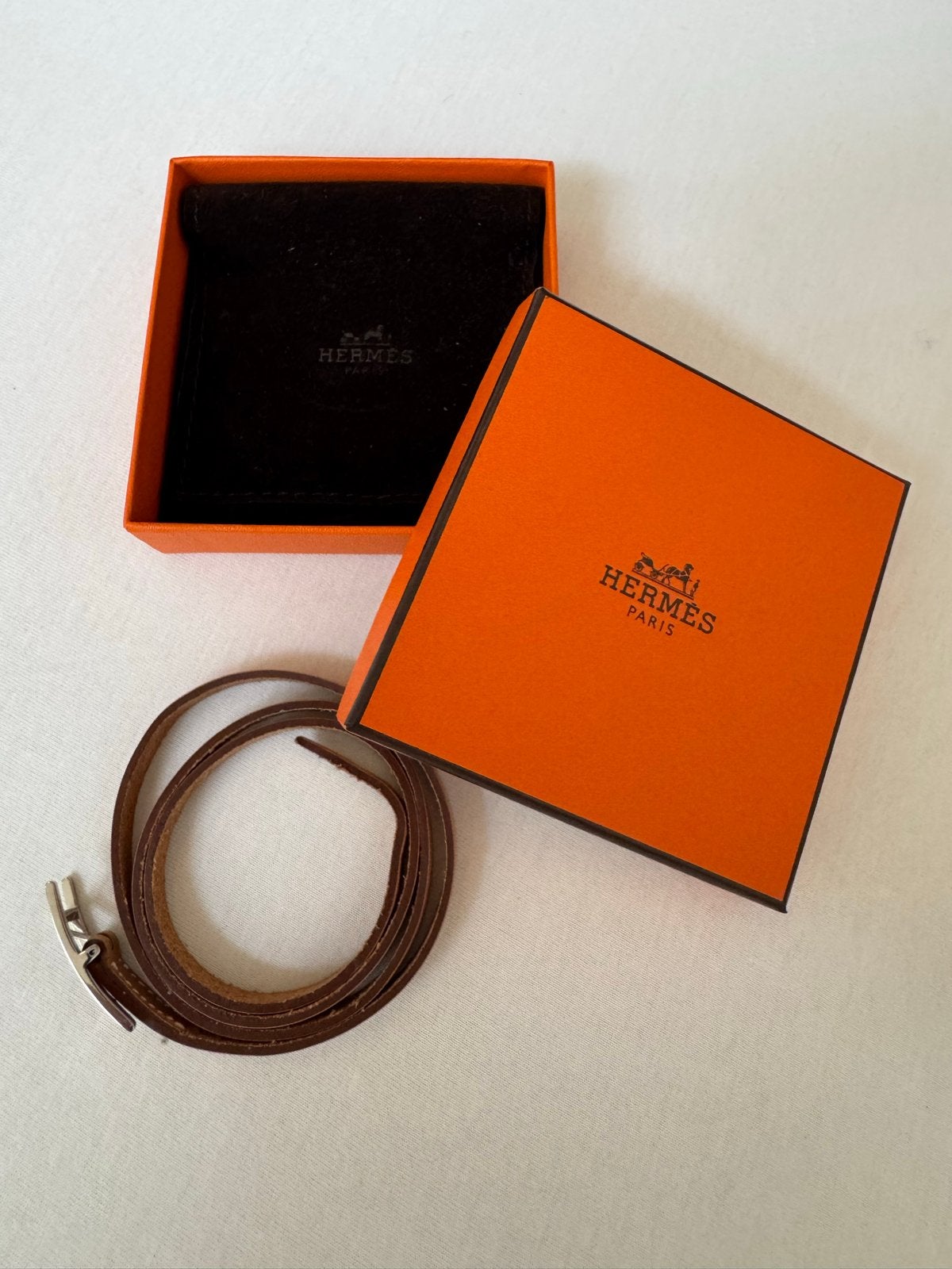 Lichtbruin/naturel leren HERMES Behapi armband 70cm, Ophalen of Verzenden, Zo goed als nieuw, Bruin, Leer