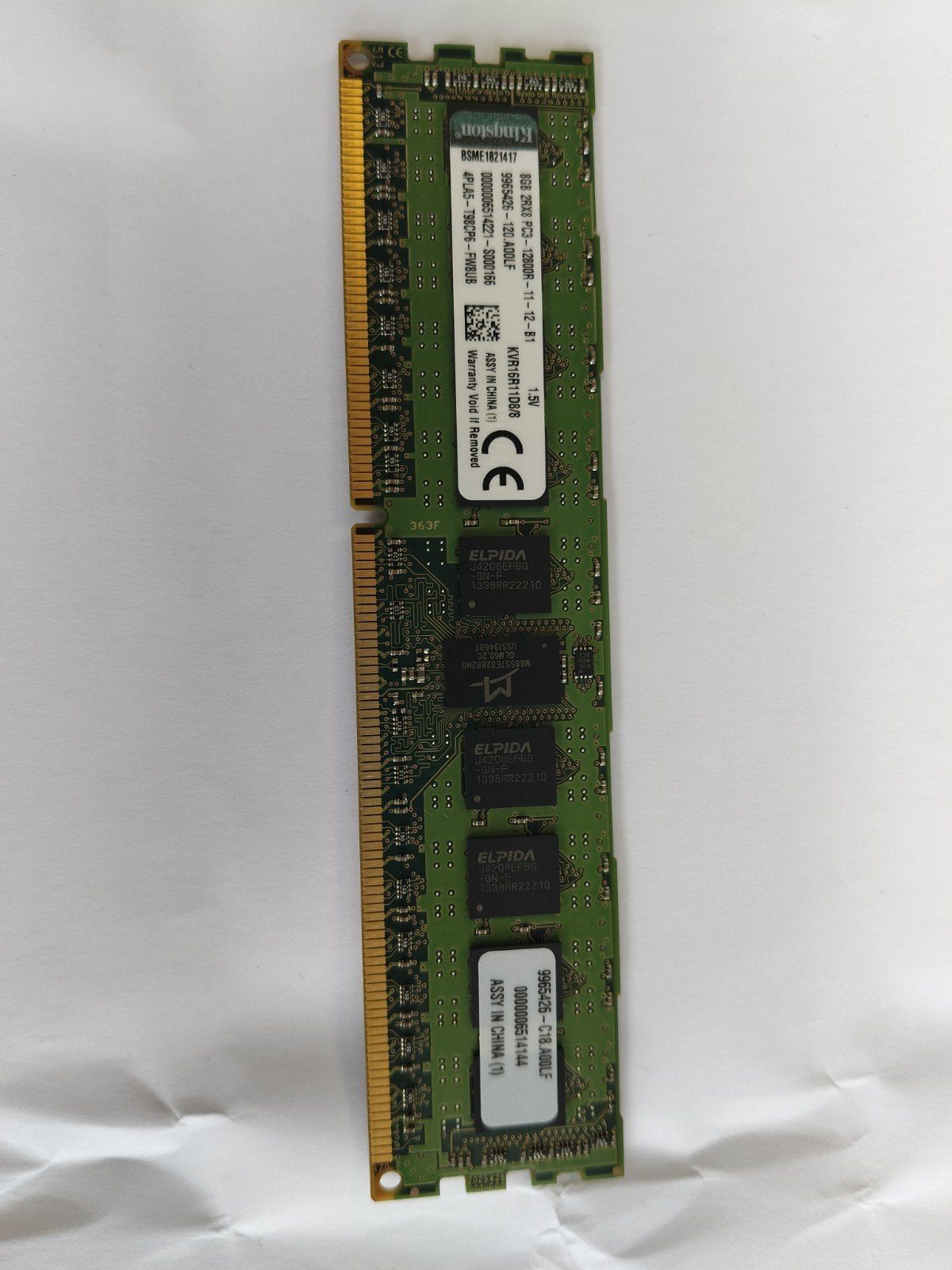 Kingston 8GB DDR3 RAM Geheugenmodule 1600MHz, Gebruikt, Server, 8 GB, DDR3