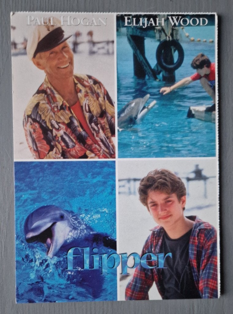 Paul Hogan Elijah Wood Flipper dolfijn Ansichtkaart 2, Verzamelen, Verzenden, 1980 tot heden, Ongelopen, Sterren en Beroemdheden