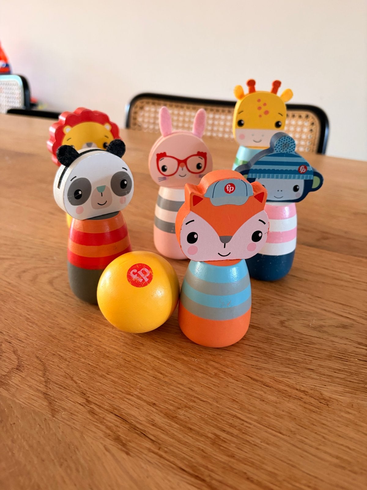 Houten bowling set met dierenfiguren, Ophalen of Verzenden, Gebruikt, Overige typen