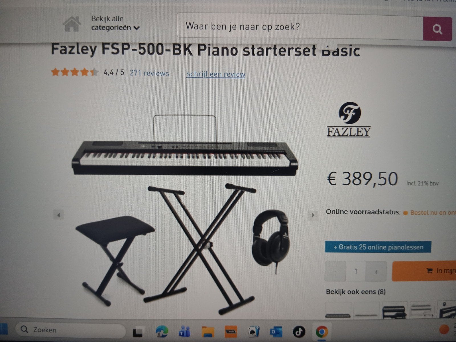 Fazley FSP-500-BK Piano starterset basic, Muziek en Instrumenten, Piano's, Ophalen, Zwart, Digitaal, Nieuw