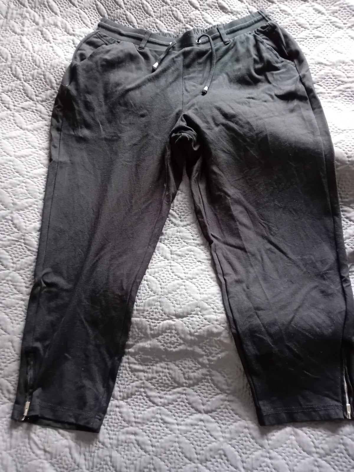 MS Mode 7/8 broek met elastische band en ritsjes, maat 46, Zwart, Maat 46/48 (XL) of groter, Ophalen of Verzenden, Zo goed als nieuw