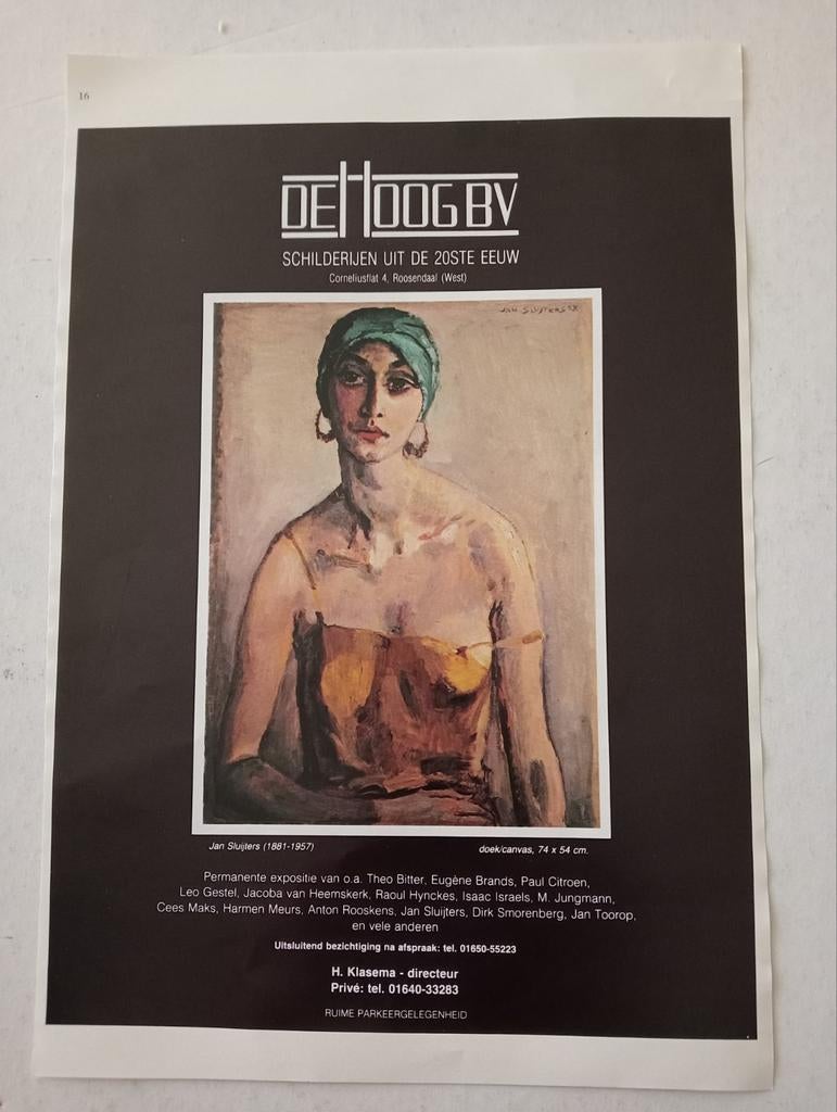 Jan Sluijters Sluyters affiche 1981, Ophalen of Verzenden, 1980 tot heden, Knipsel(s)