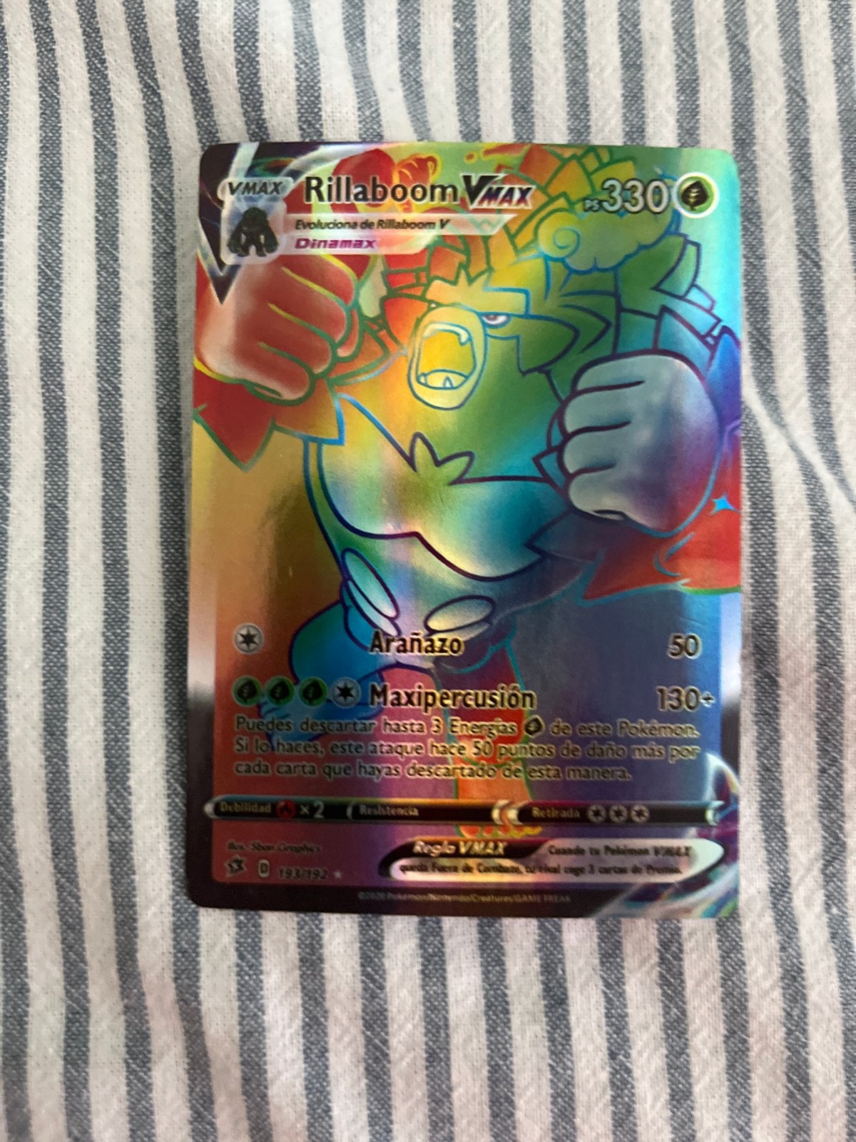 Pokémon Rillaboom VMAX Rainbow Rare kaart, Ophalen of Verzenden, Zo goed als nieuw, Losse kaart, Foil