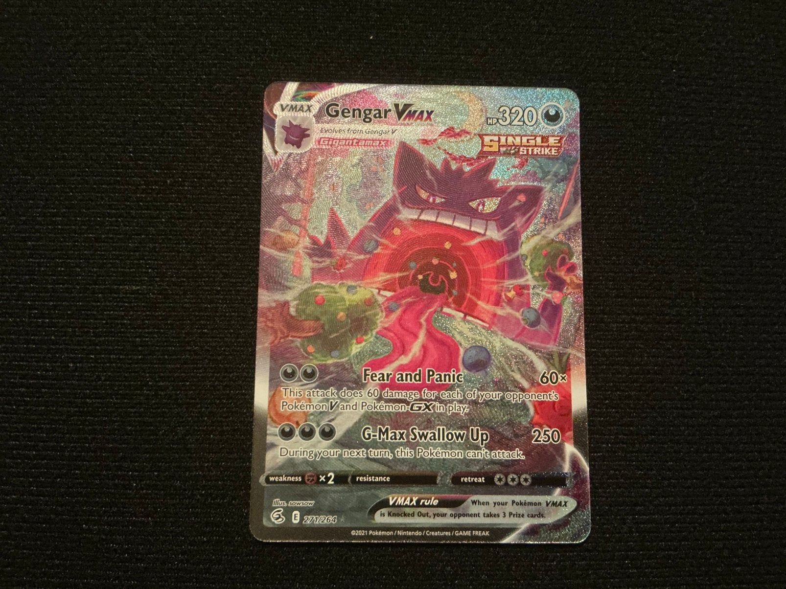 Gengar VMAX Alternate Art (271/264) - Fusion Strike, Hobby en Vrije tijd, Verzamelkaartspellen | Pokémon, Ophalen, Zo goed als nieuw