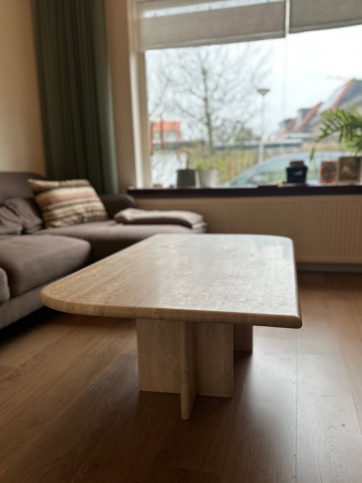 Travertin salontafel, Ophalen, Overige materialen, Gebruikt, 100 tot 150 cm