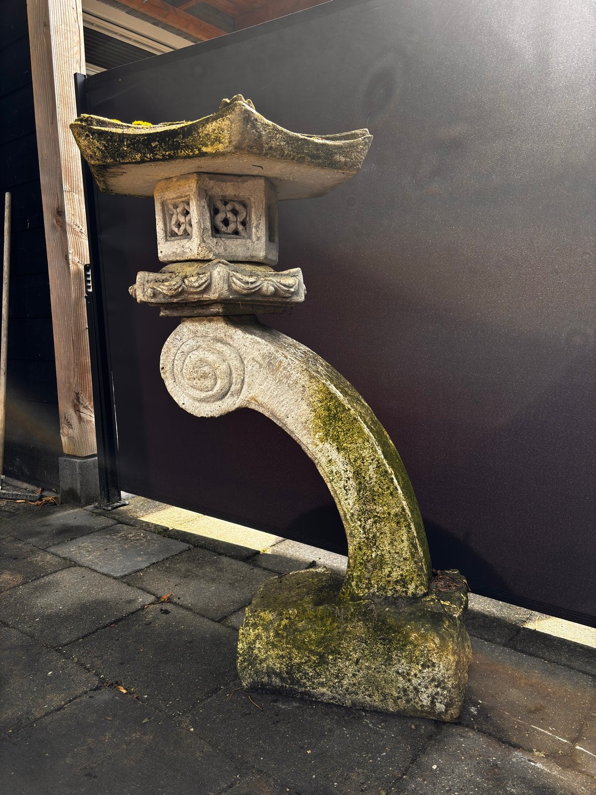 Antieke Japanse stenen lantaarn - Pagode tuinbeeld, Ophalen, Gebruikt, Steen, Overige typen