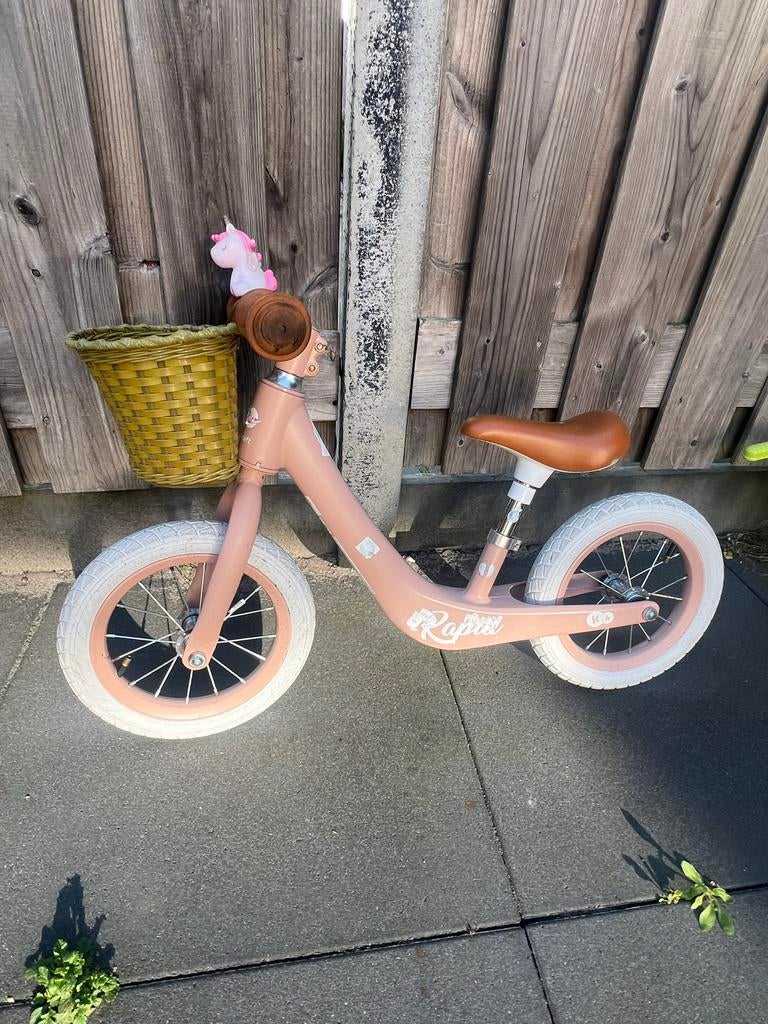 Roze loopfiets met mandje en eenhoorn, Fietsen en Brommers, Fietsen | Kinderfietsjes, Ophalen, Gebruikt, 16 tot 20 inch