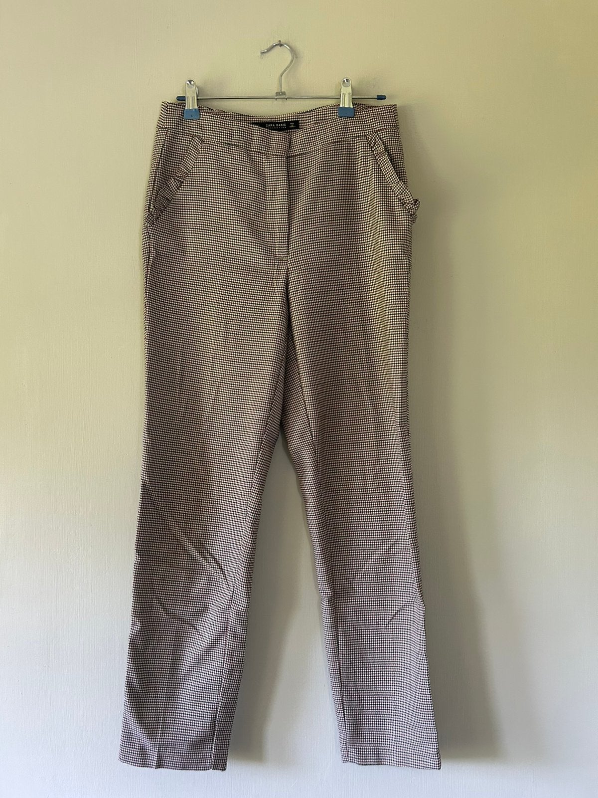 Beige pied de poule print broek maat S / 36, Beige, Ophalen of Verzenden, Zo goed als nieuw, Maat 36 (S)