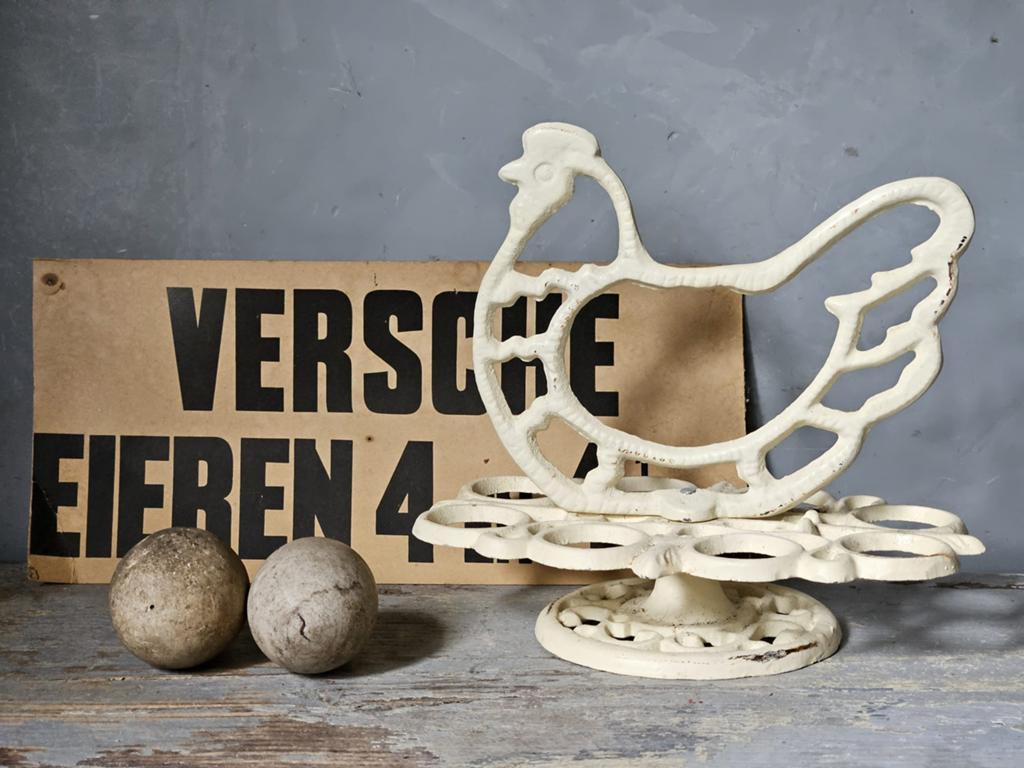 Gietijzeren eierrekje kip, Antiek en Kunst, Ophalen of Verzenden