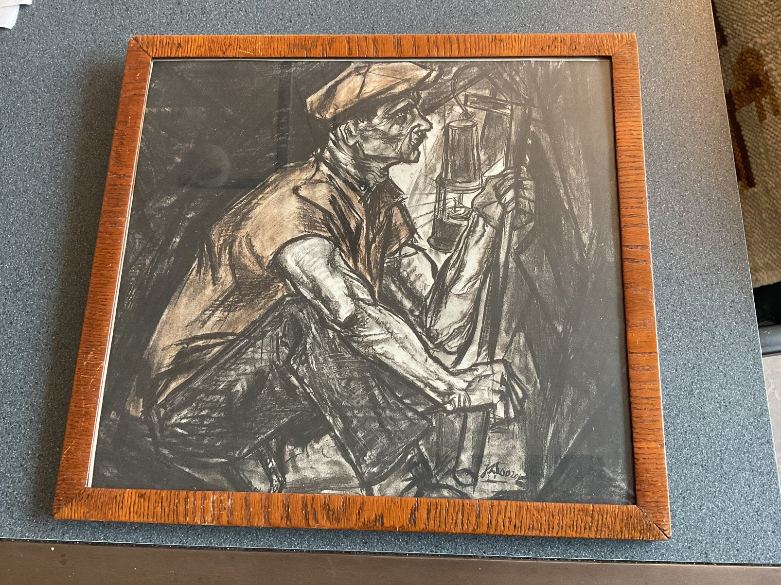 Reproductie van Litho van Jan Toorop “De Mijnwerker”, Antiek en Kunst, Ophalen of Verzenden