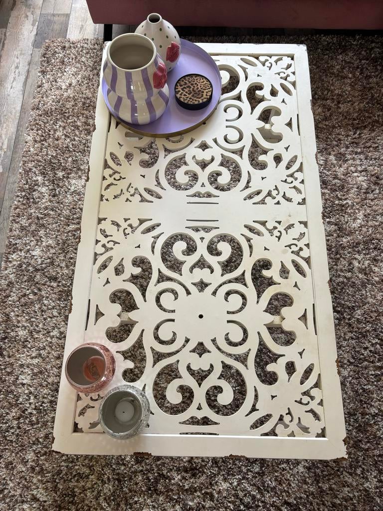 Ibiza barok Salontafel met Uniek Snijwerk, Ophalen, Gebruikt, 100 tot 150 cm, 50 tot 100 cm