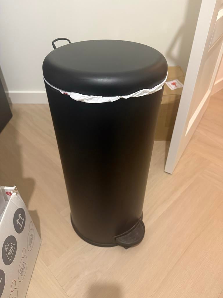 Pedaalemmer Zwart 30 Liter Wehkamp, Ophalen, Gebruikt, Met pedaal, 50 tot 75 cm