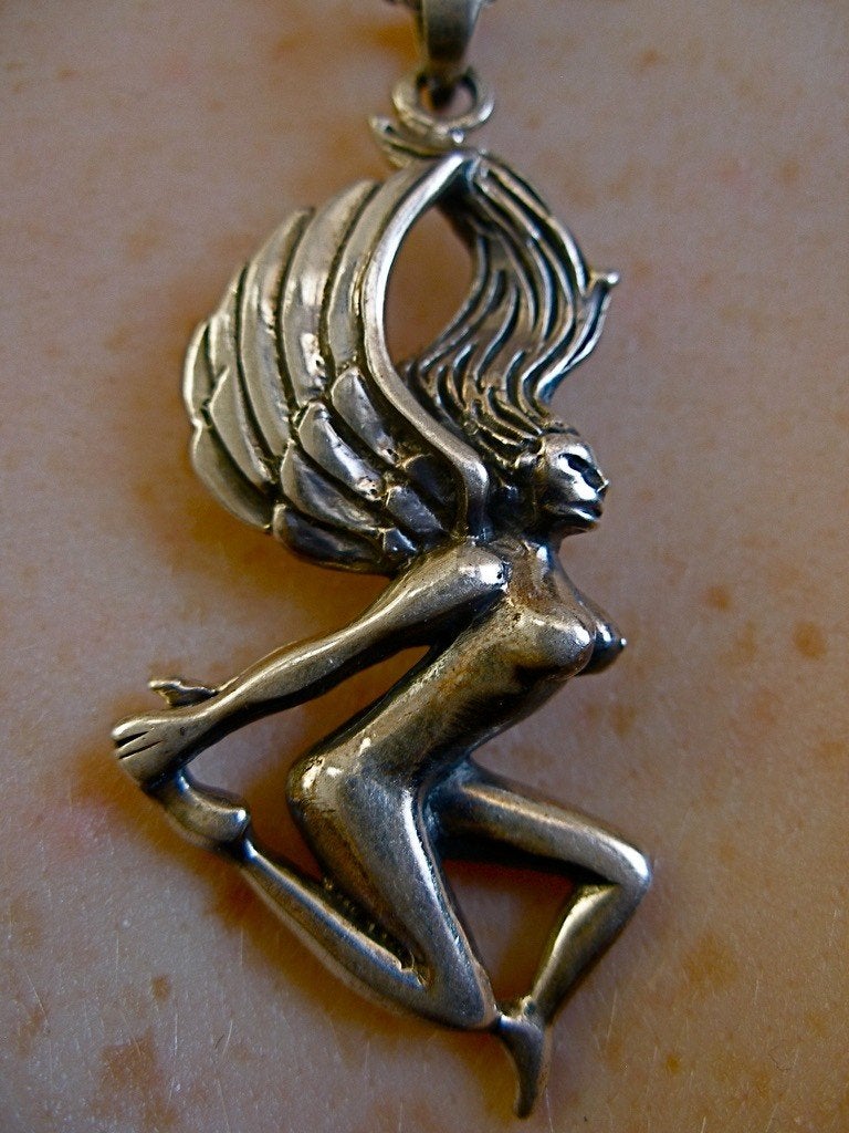 Zilveren 925 zilver kettinghanger prachtige engel of elfje, Verzenden, Nieuw, Zilver, Zilver