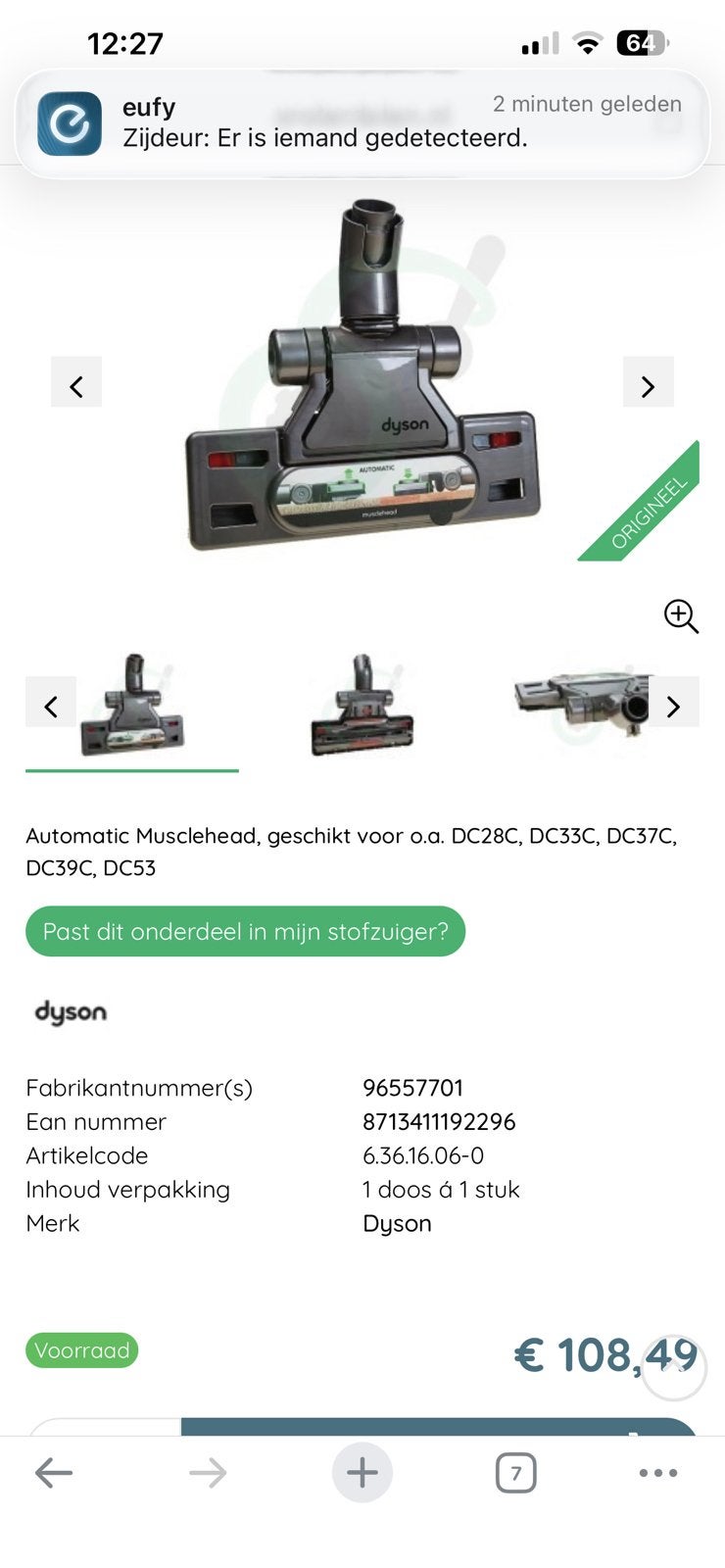 Dyson  Pneumatic combi-zuigmond, met parkeerhaak,, Ophalen of Verzenden, Nieuw