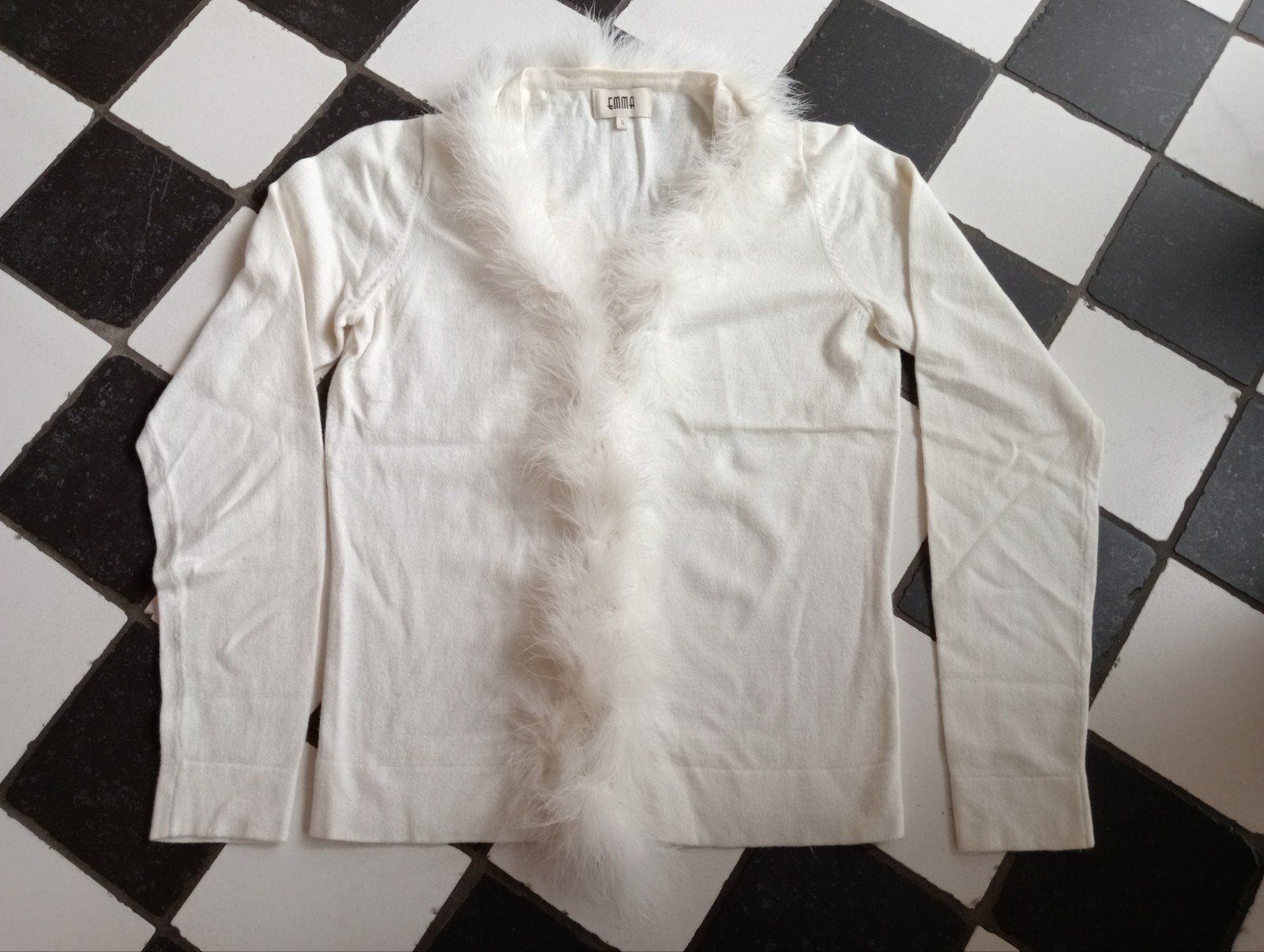 Emma vestje College Style maat M ivoorkleur met bontrandje, Overige kleuren, Ophalen of Verzenden, Zo goed als nieuw, Emma