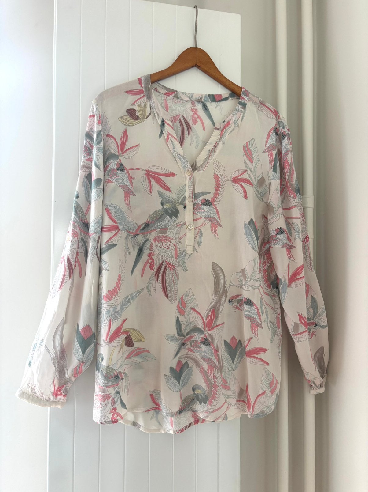 Soyaconcept luchtige blouse met blad - vogelprint maat 42, Ophalen of Verzenden, Zo goed als nieuw, Maat 42/44 (L)