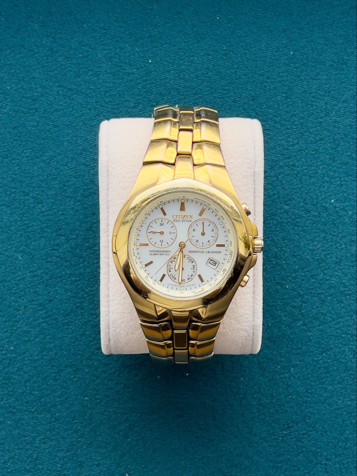 Citizen Eco-Drive Chronograph Perpetual Calendar 39mm, Staal, Gebruikt, Staal, Ophalen of Verzenden