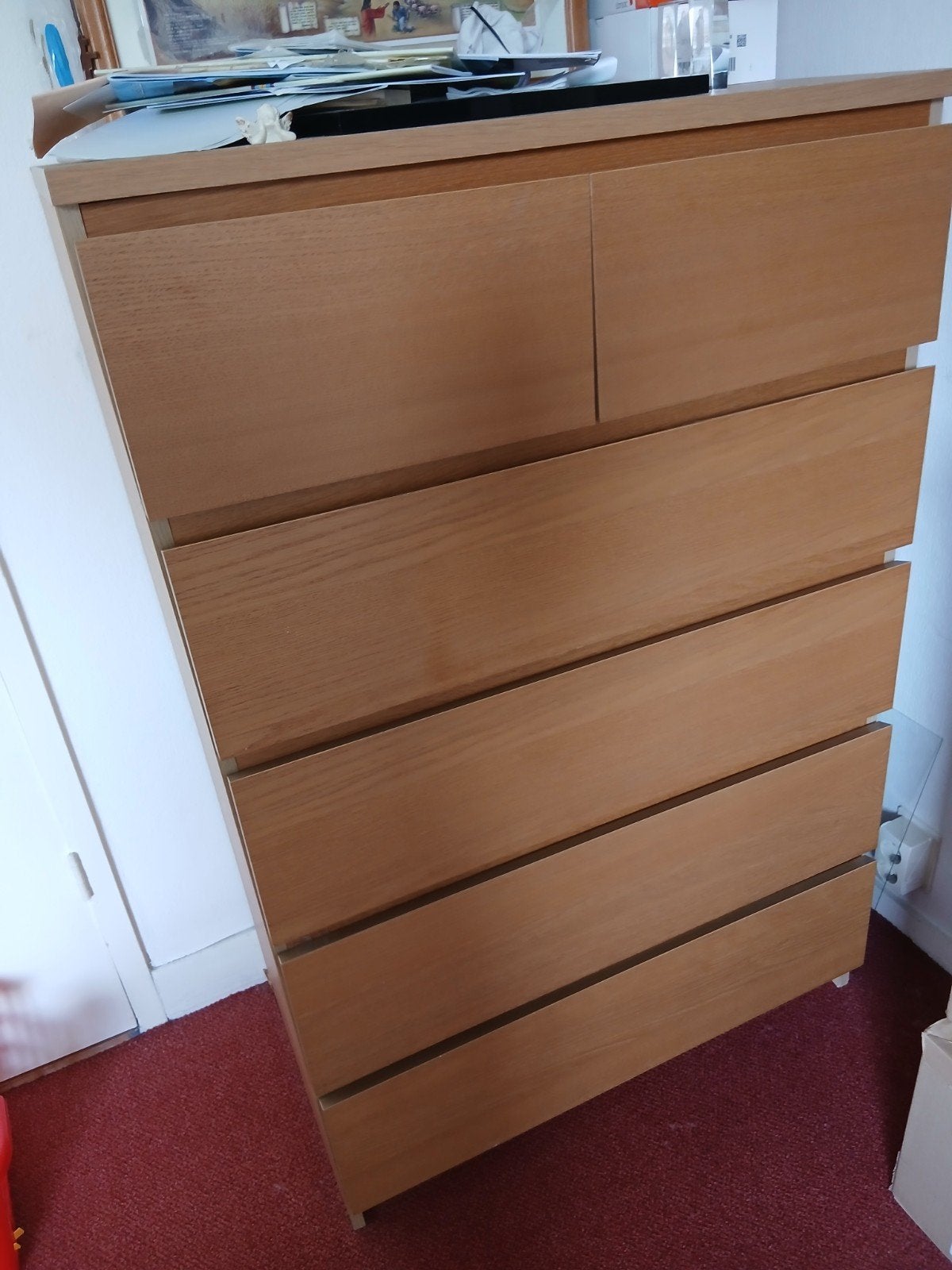 IKEA Malm ladekast, 6 lades, eikenfineer, Ophalen, Gebruikt, 100 tot 150 cm, 50 tot 100 cm