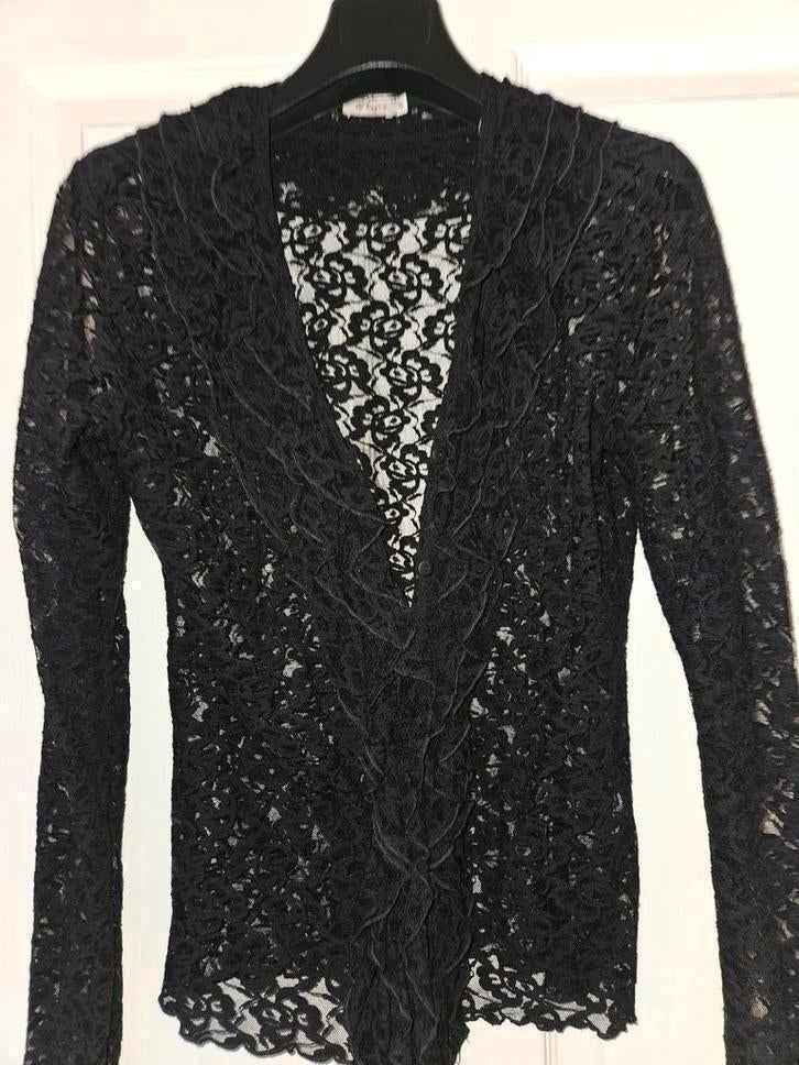 Mooie zwarte kanten blouse La Ligna maat S, Ophalen of Verzenden, Zo goed als nieuw, Zwart