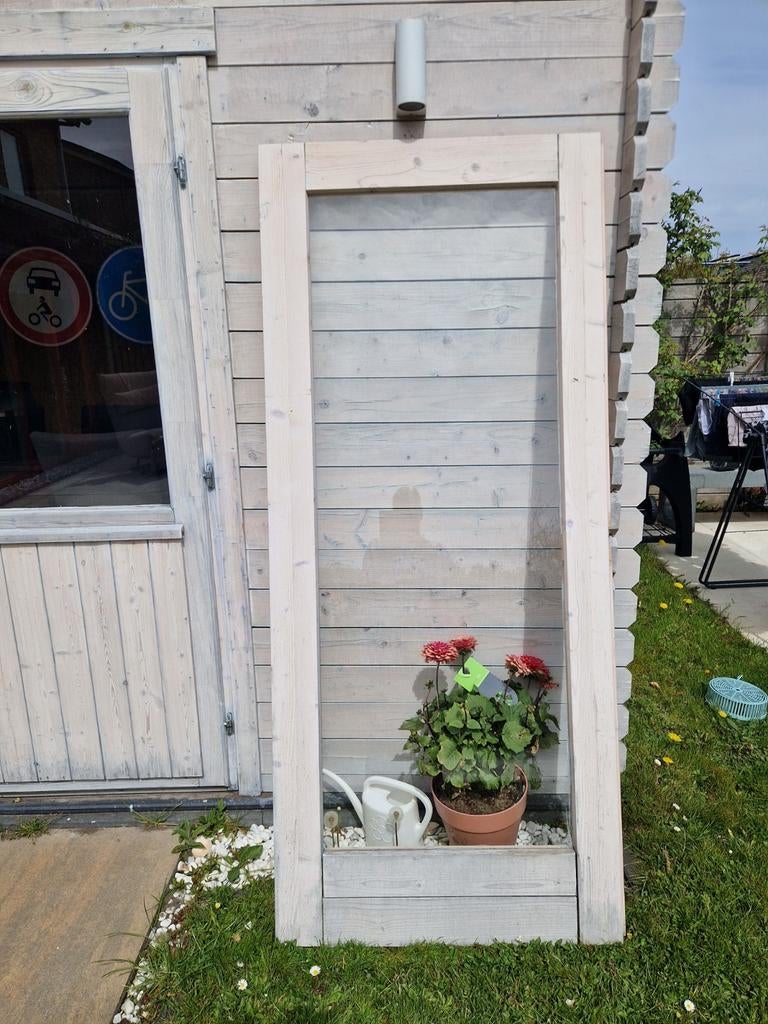 TUINHUIS BLOKHUT DEUREN 2x Tuindeur wit gebeitst, Ophalen, Gebruikt, Buitendeur, 200 tot 215 cm