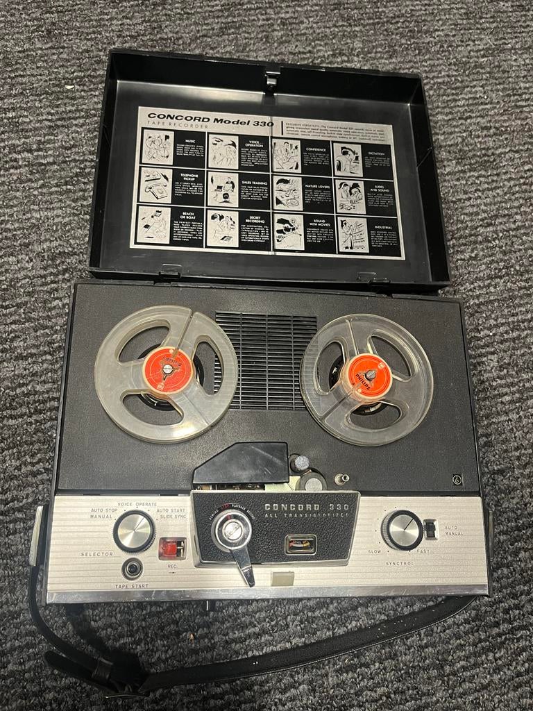 Concord Model 330 Bandrecorder - Jaren '60, Ophalen of Verzenden, Bandrecorder, Met stofkap