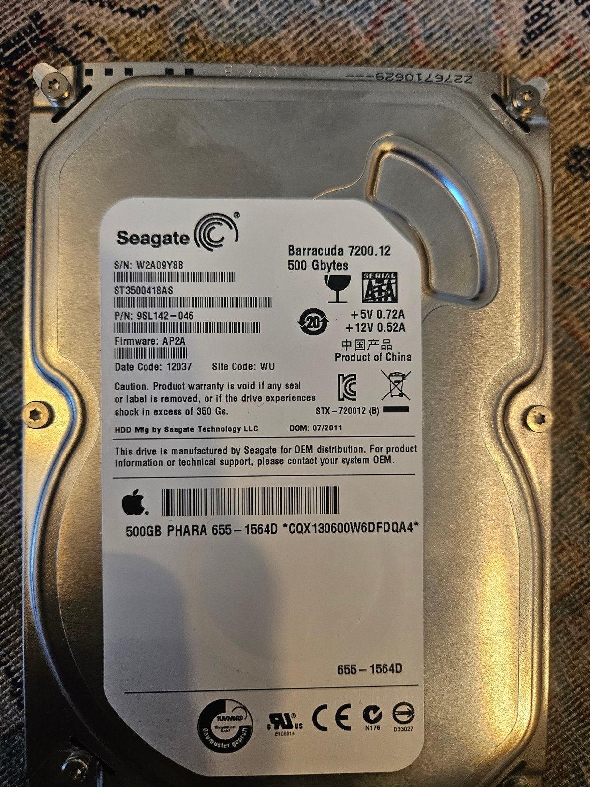 Seagate Barracuda 7200.12 500GB HDD SATA, Computers en Software, Harde schijven, Intern, Gebruikt, Server, Ophalen of Verzenden