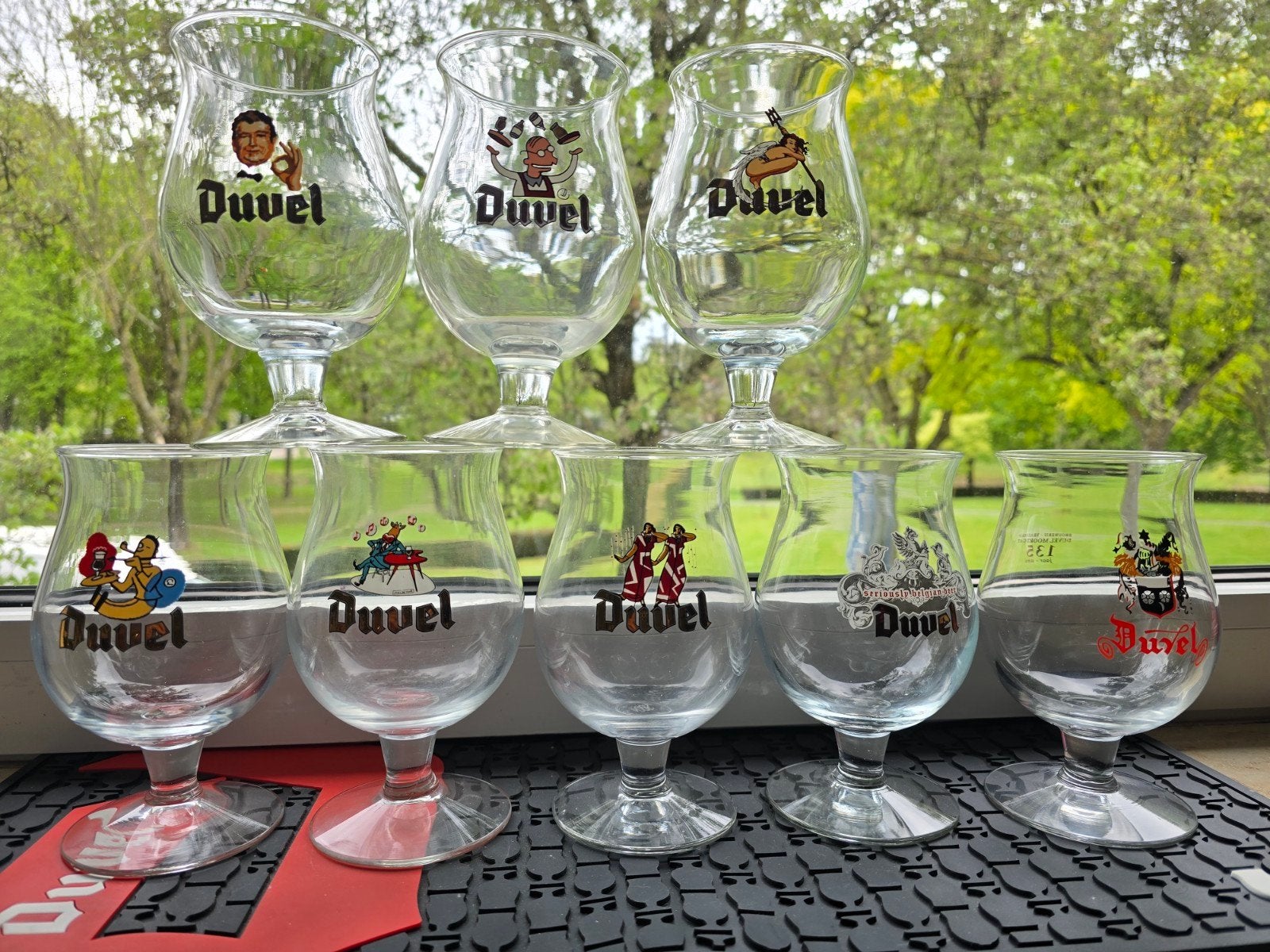 8 Nederlandse Jaarglazen met o.a. Hopduivel Hopduvelin, Ophalen, Glas of Glazen, Overige merken